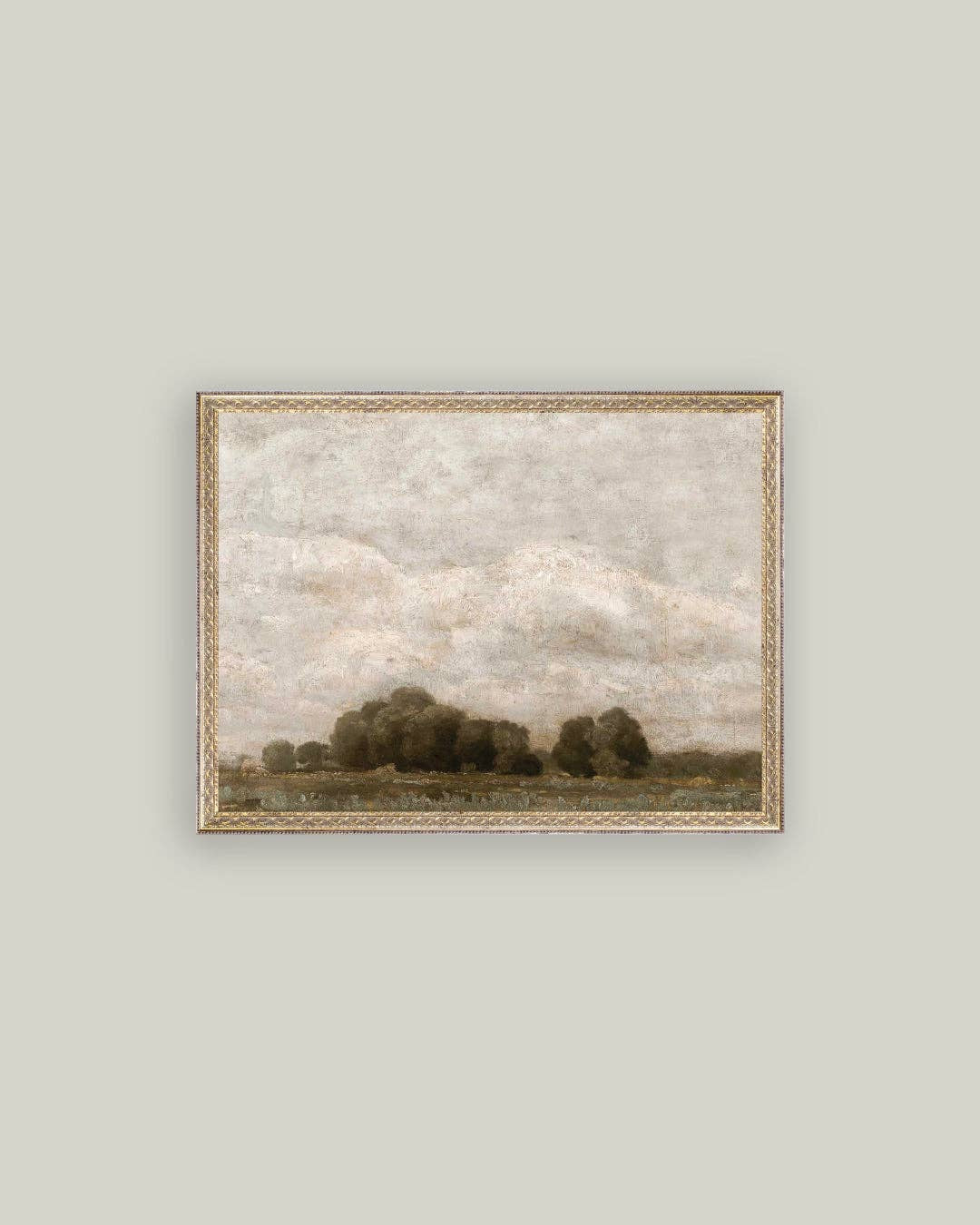 Tree and Cloud Landscape Framed Antique Art - 32x24