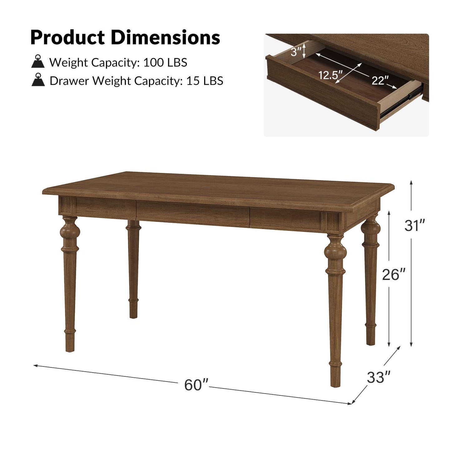 Walnut Larry Dining Table - preorder