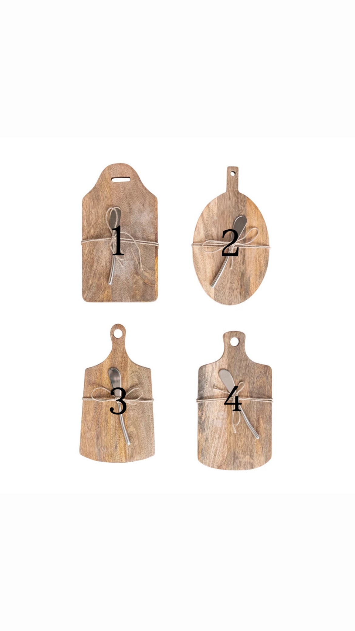 Wooden Cheese/Cutting Board w/Handle & Canapé Knife